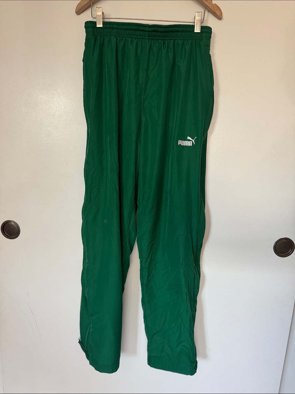Puma Green Track Pants with Side Zippers